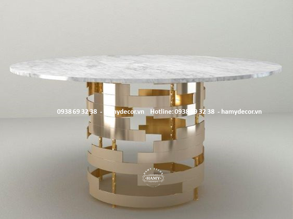 Mẫu bàn ăn chân inox mạ vàng hiện đại - 77