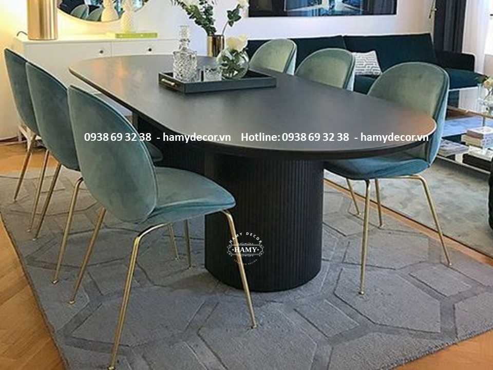 Bàn ăn mặt gỗ đen hiện đại - 40