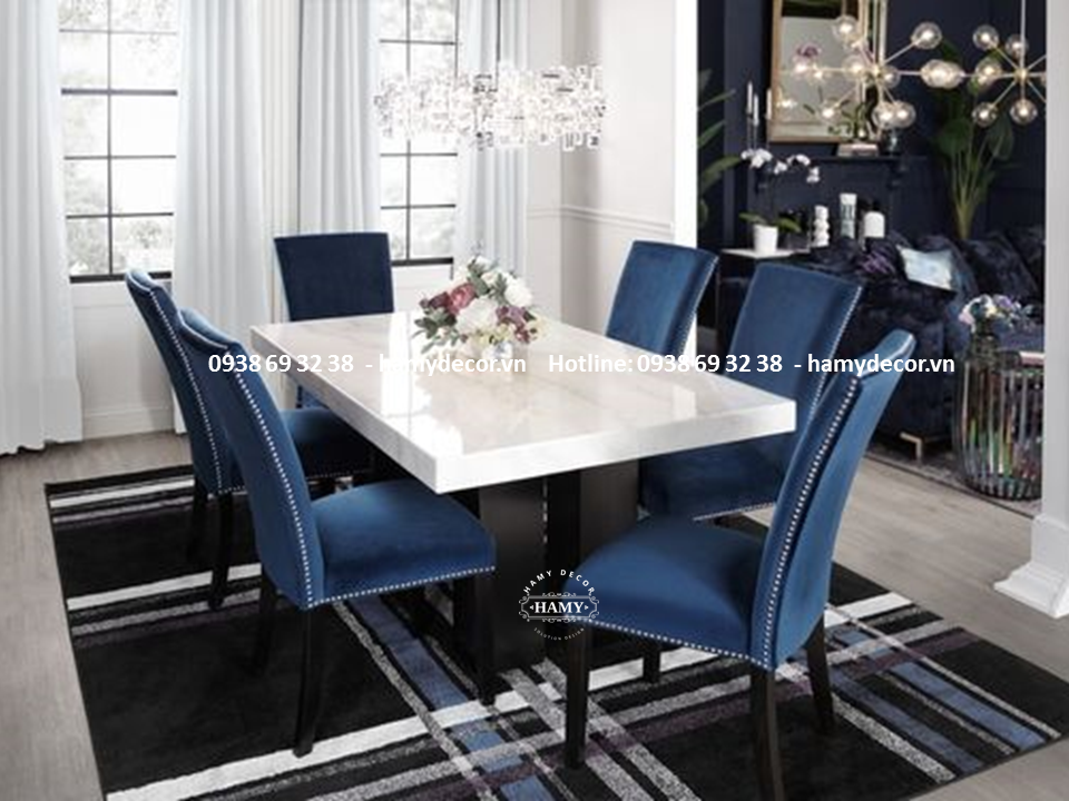 Bộ bàn mặt đá chân gỗ hiện đại - 63