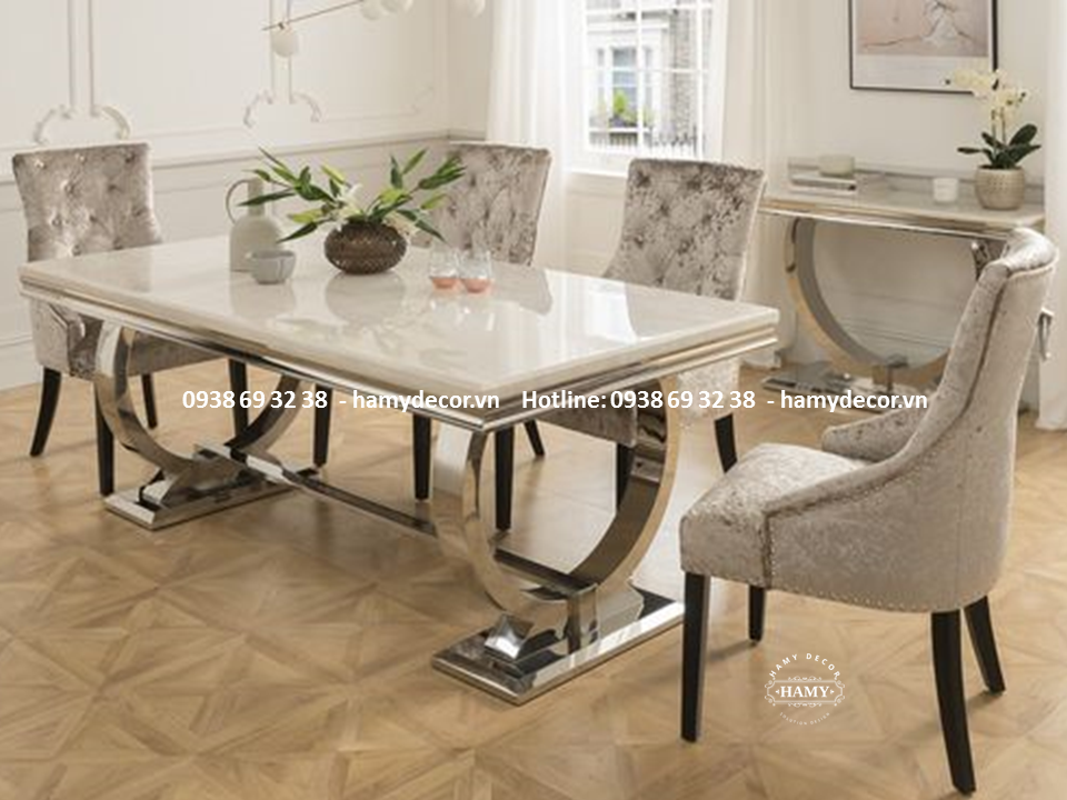 Bàn ăn inox mặt đá Marble - 25