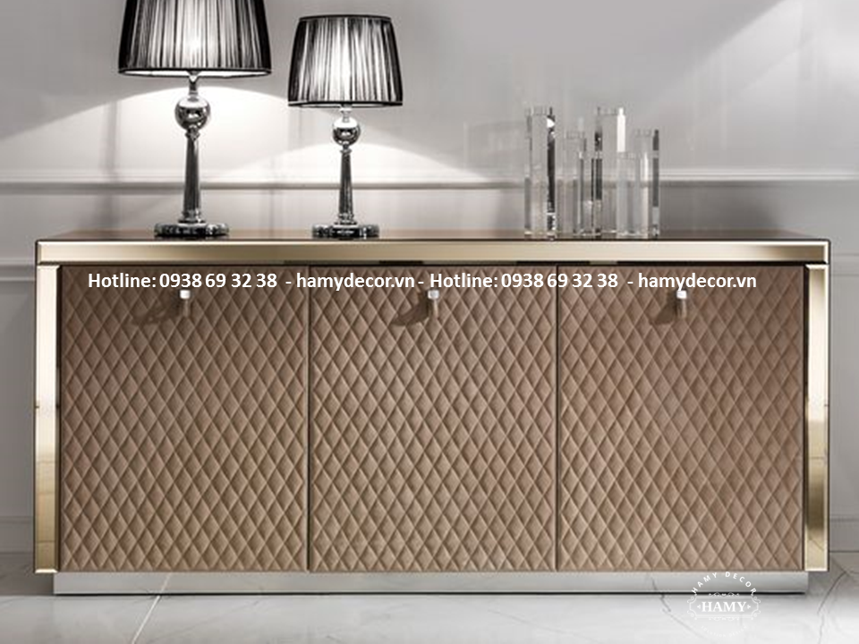 Tủ console hiện đại khung inox mạ vàng - 56