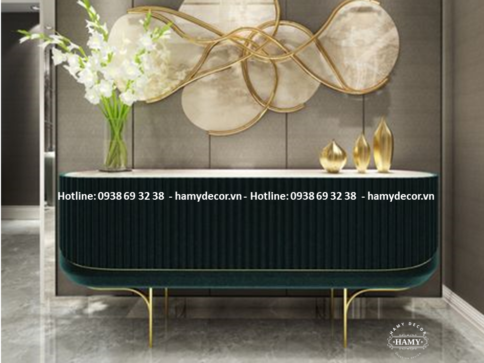 Tủ kệ console inox mạ vàng - 49