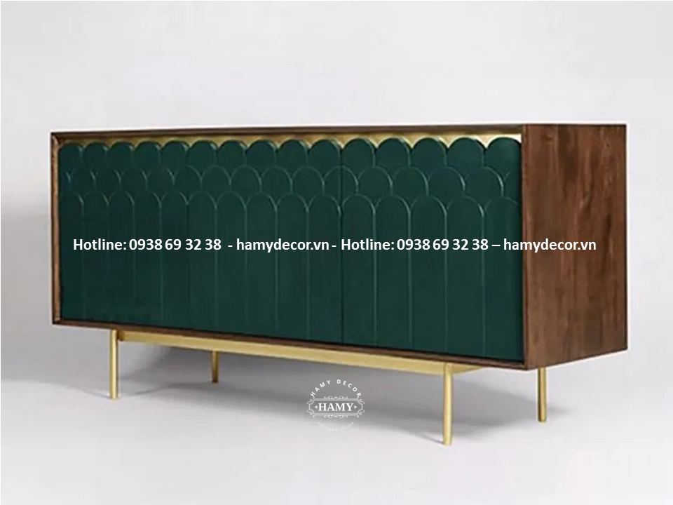 Tủ console gỗ Kết hợp khung chân inox mạ vàng - 154