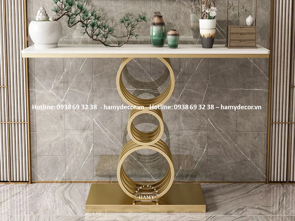 Bàn console chân inox mạ vàng bóng đẹp - 156