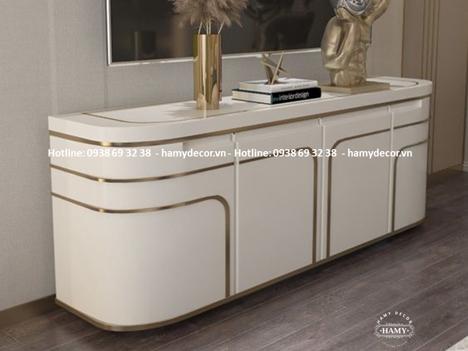 Tủ console nhập khẩu chân inox mạ vàng - 54