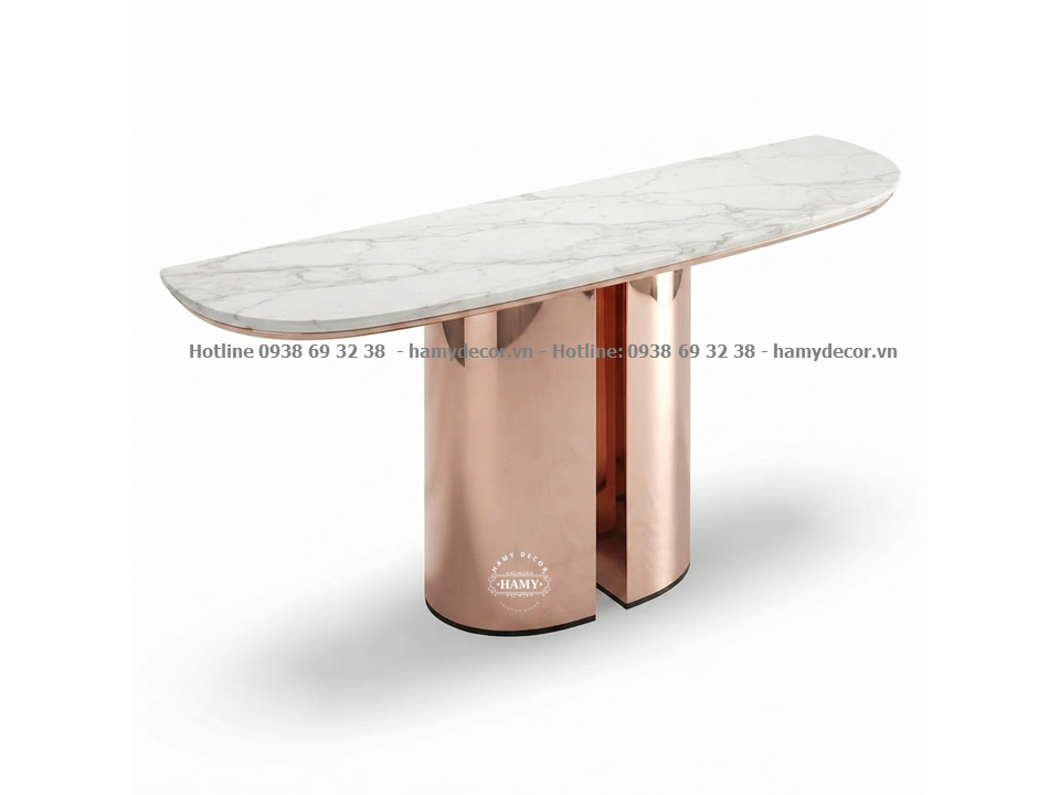 Bàn console Khung chân inox 304 mạ vàng hồng bóng gương