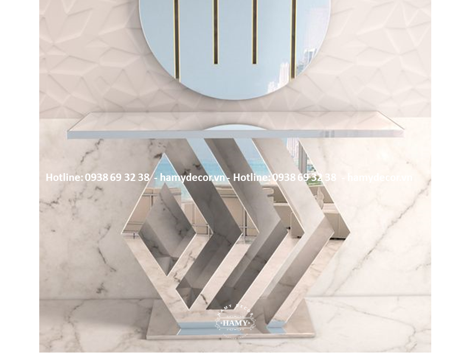 Bàn console inox trắng gương - 05