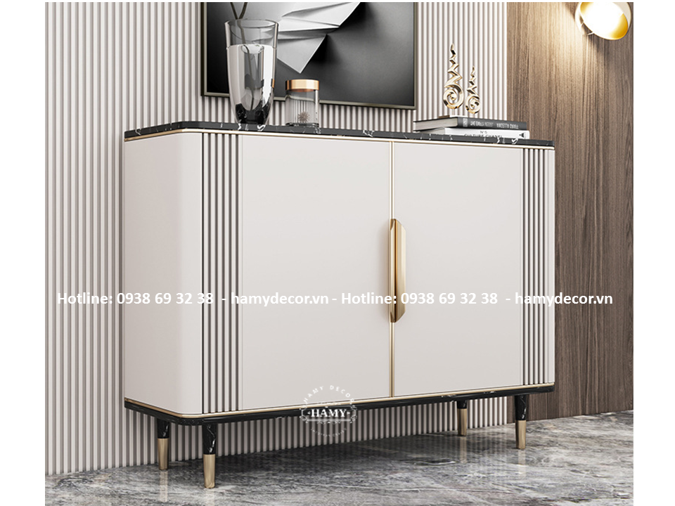 Tủ console gỗ mặt đá đen - 173 