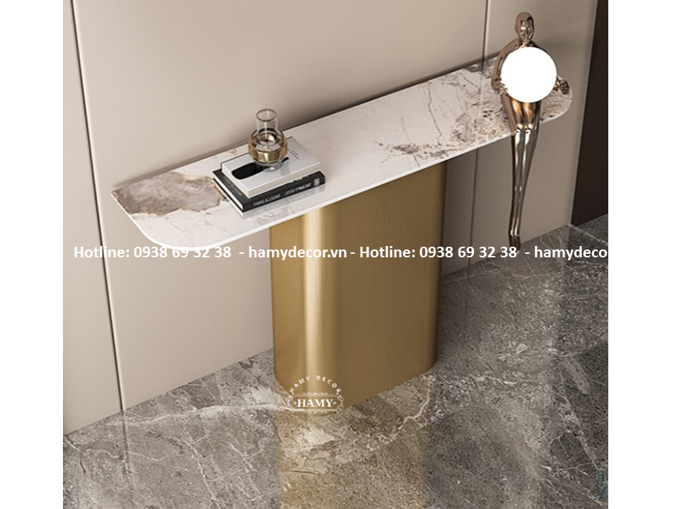 Mẫu bàn console inox mạ vàng đơn giản - 184