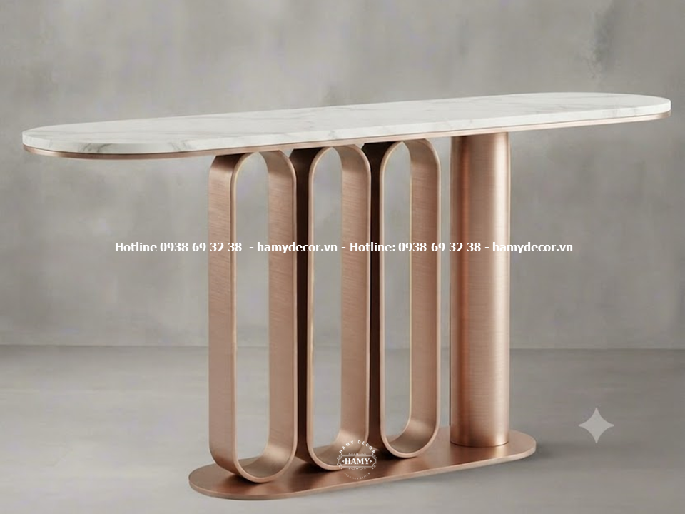Bàn console inox mạ PVD màu vàng hồng
