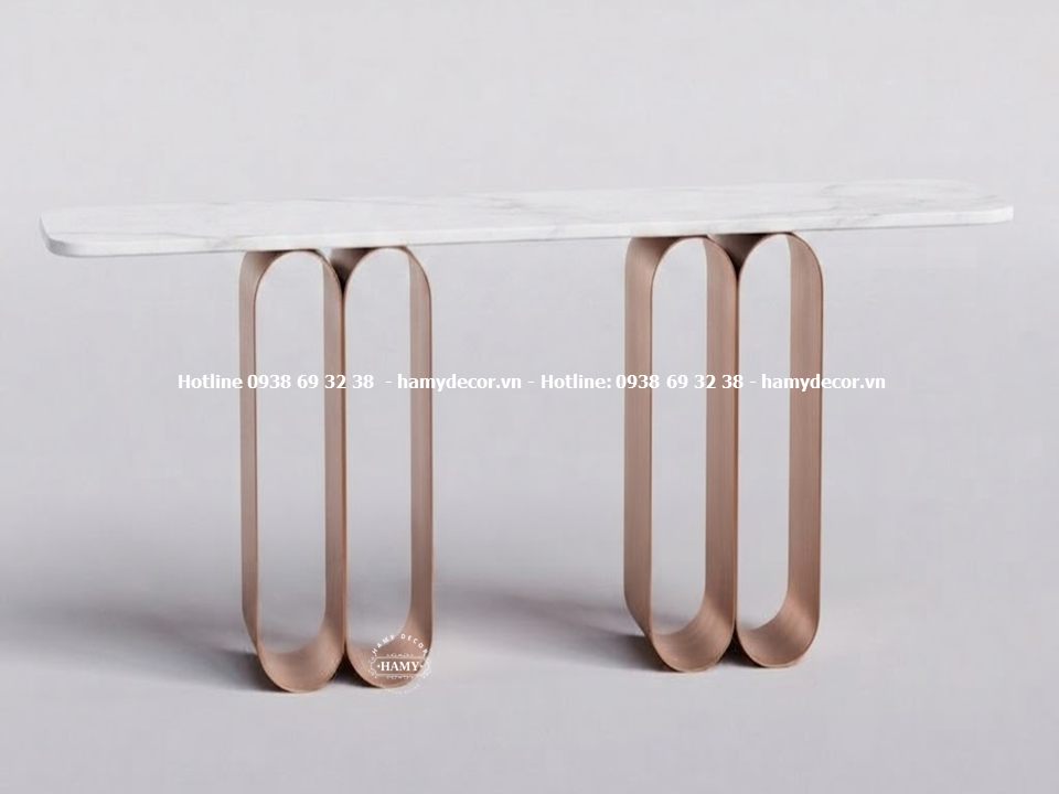 Bàn conconsole inox vàng hồng Kiểu dáng uốn lượn nghệ thuật