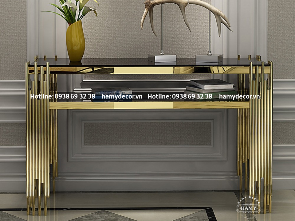 Bàn console inox mạ vàng hiện đại - 11