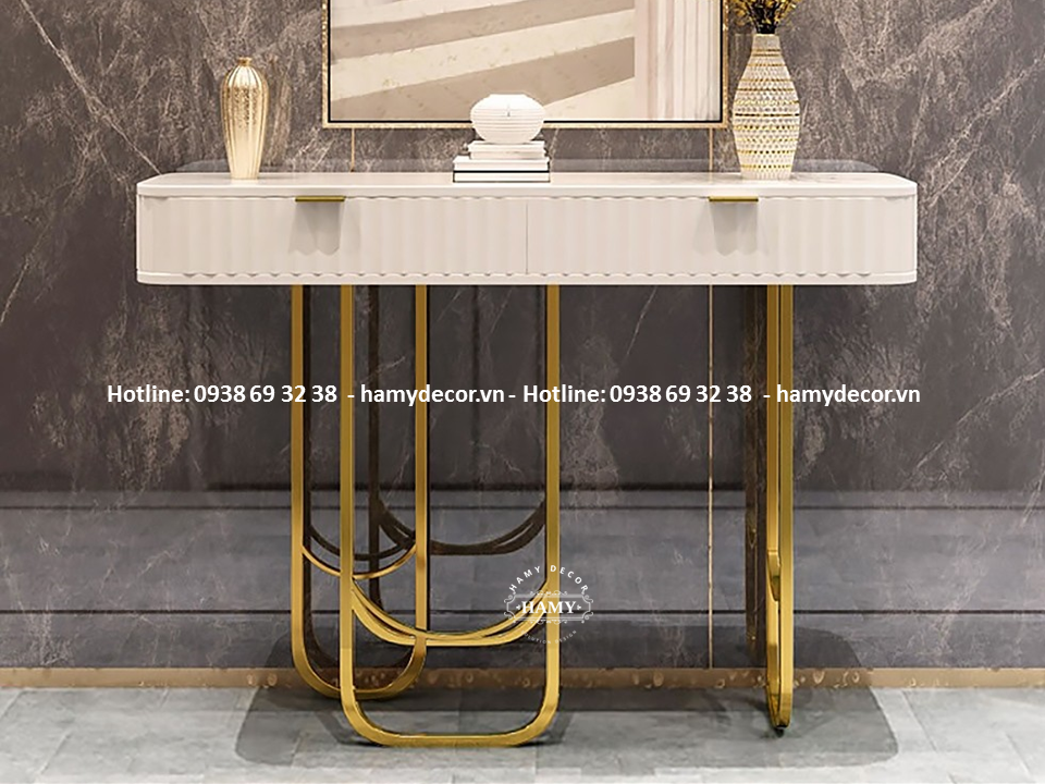 Bàn console inox mạ vàng PVD - 06