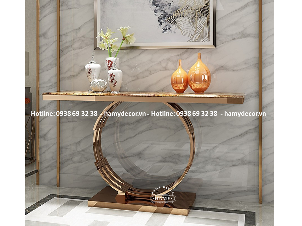TOP 5 MẪU BÀN CONSOLE INOX MẠ MÀU MẶT ĐÁ ĐẸP SANG TRỌNG HIỆN ĐẠI