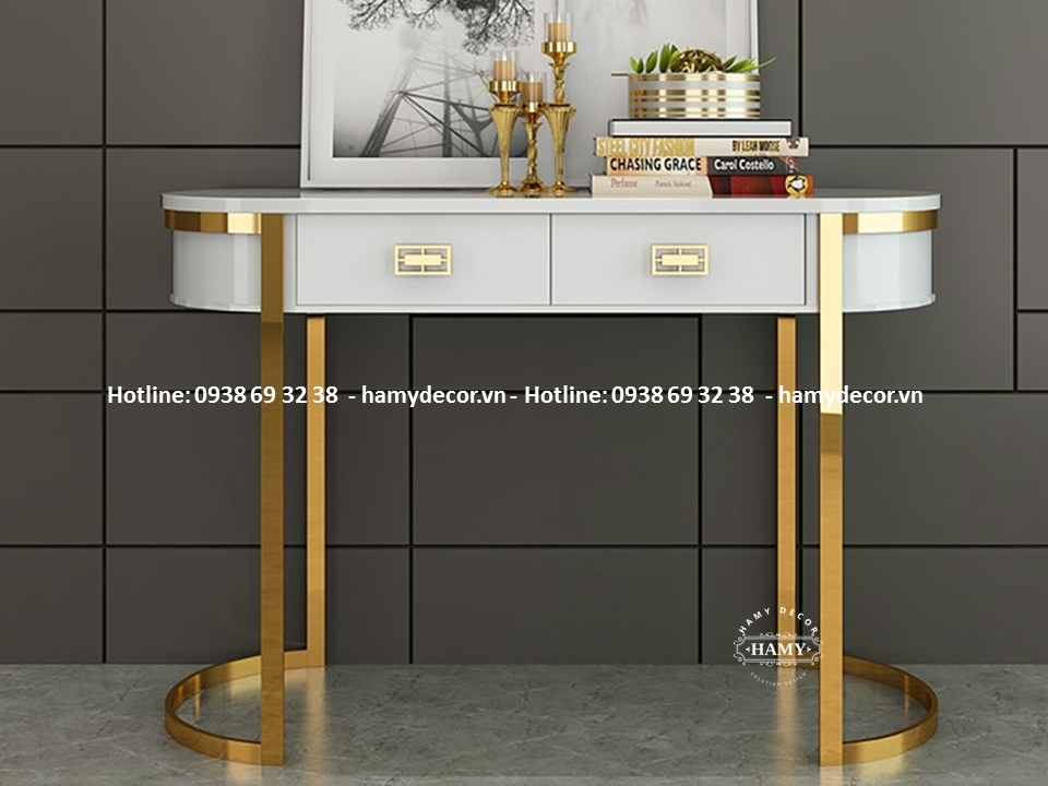 Gia công bàn console chân inox mặt gỗ theo mẫu  - 37
