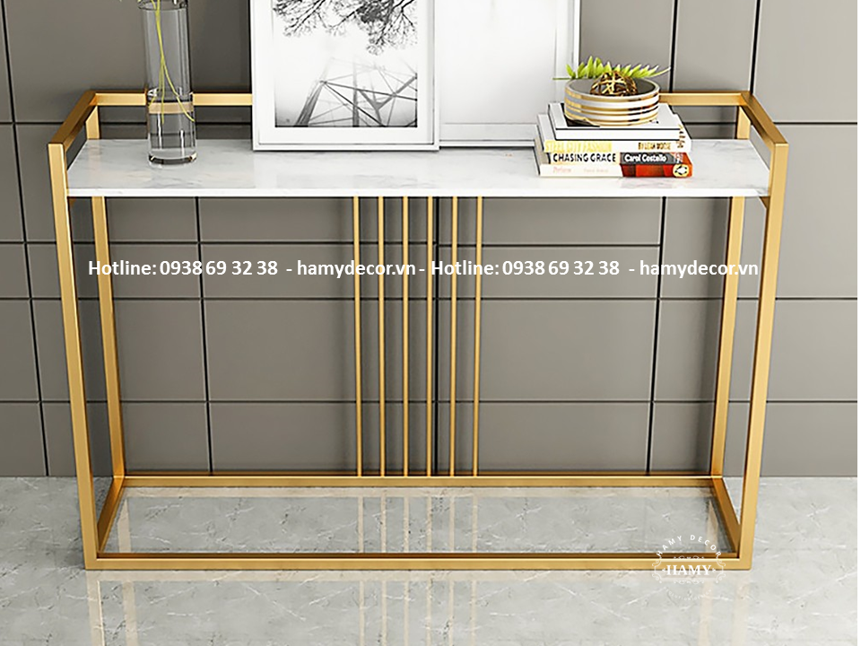 Bàn console inox mạ PVD màu vàng bóng - 19
