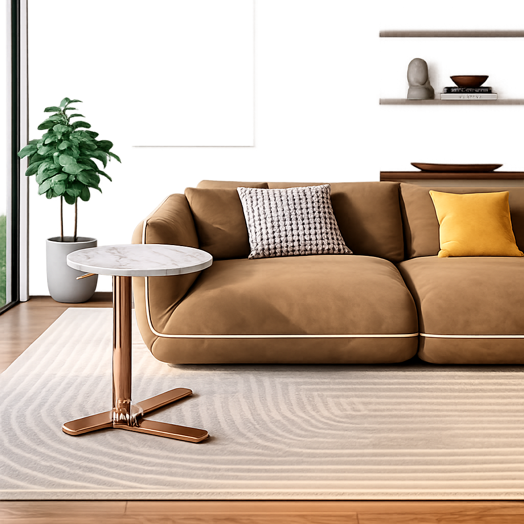 Bàn phụ cạnh sofa inox mạ vàng hồng Kiểu chân chữ Y 3 cánh