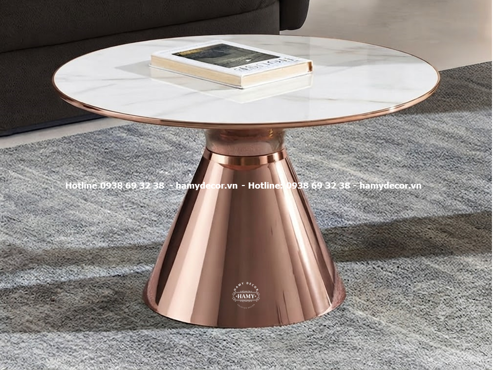 Bàn sofa Chân bàn Inox mạ vàng hồng (MIRR - Rose Gold) gương
