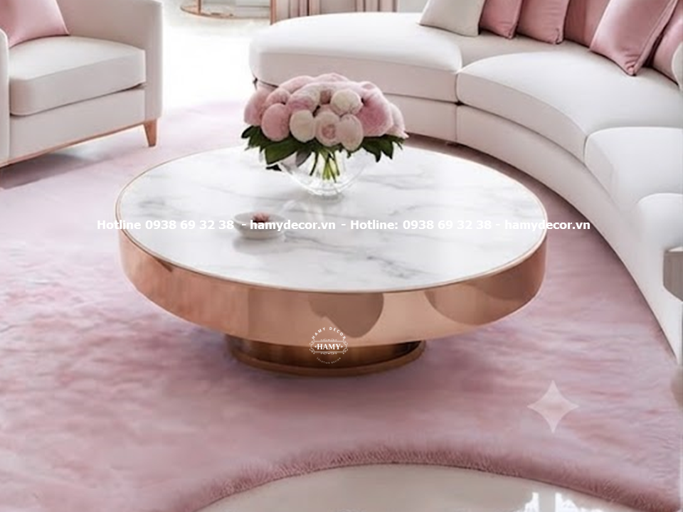 Bàn sofa Khung và thân bàn Inox mạ vàng hồng (MIRR - Rose Gold) gương