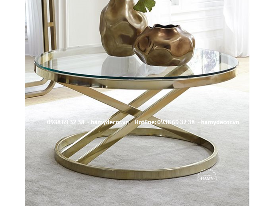 Bàn sofa inox mạ vàng PVD 23