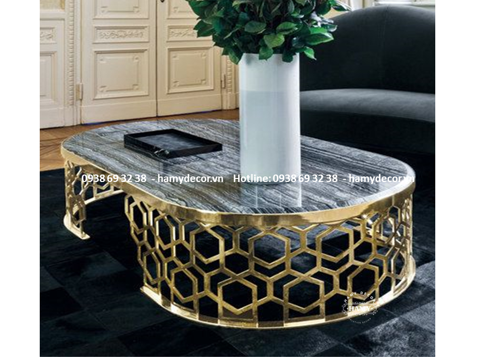 Bàn trà Inox mạ vàng 03