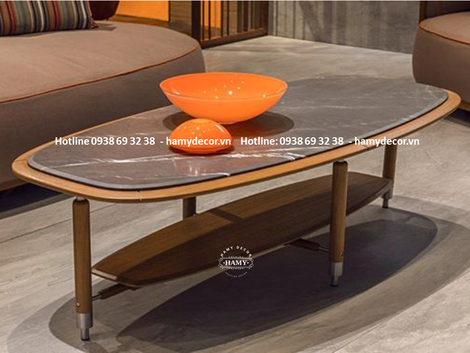 Bàn trà gỗ mặt đá đen tia chóp - 109
