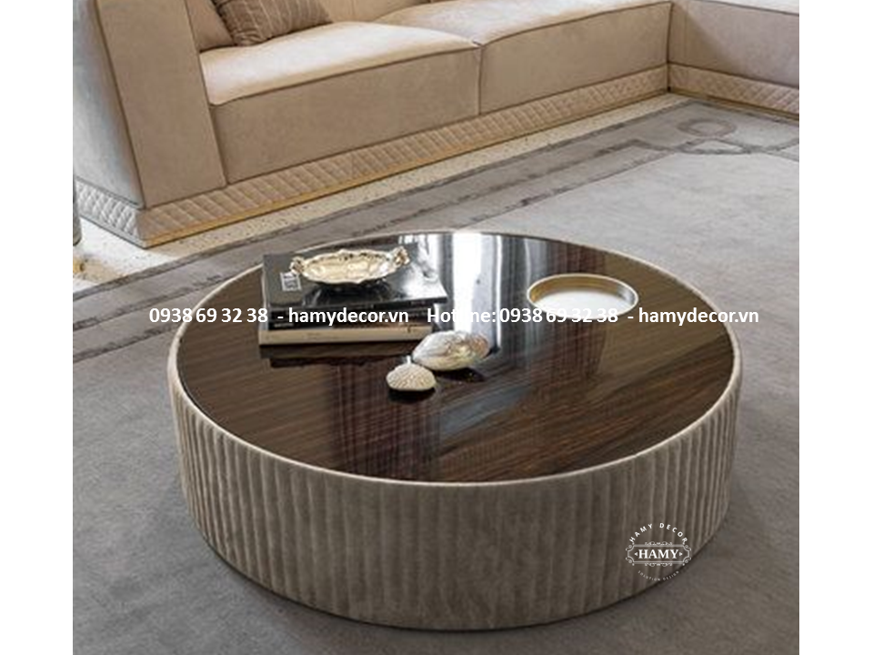 Bàn sofa Mặt gỗ Veneer bọc Da PU 09
