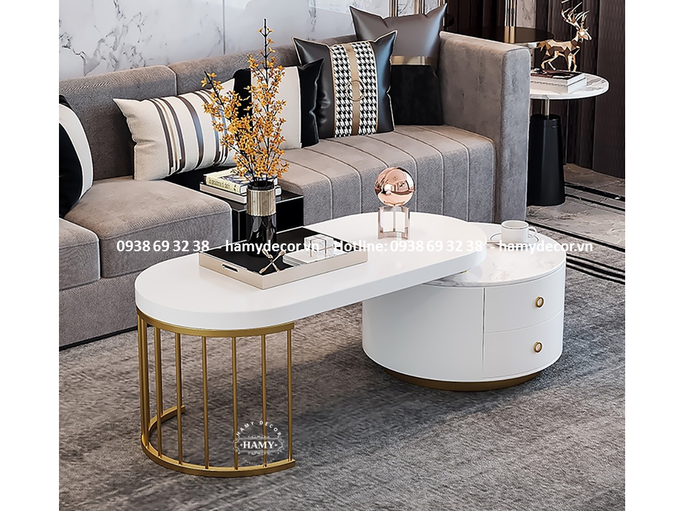 Bàn trà inox mạ màu vàng 37