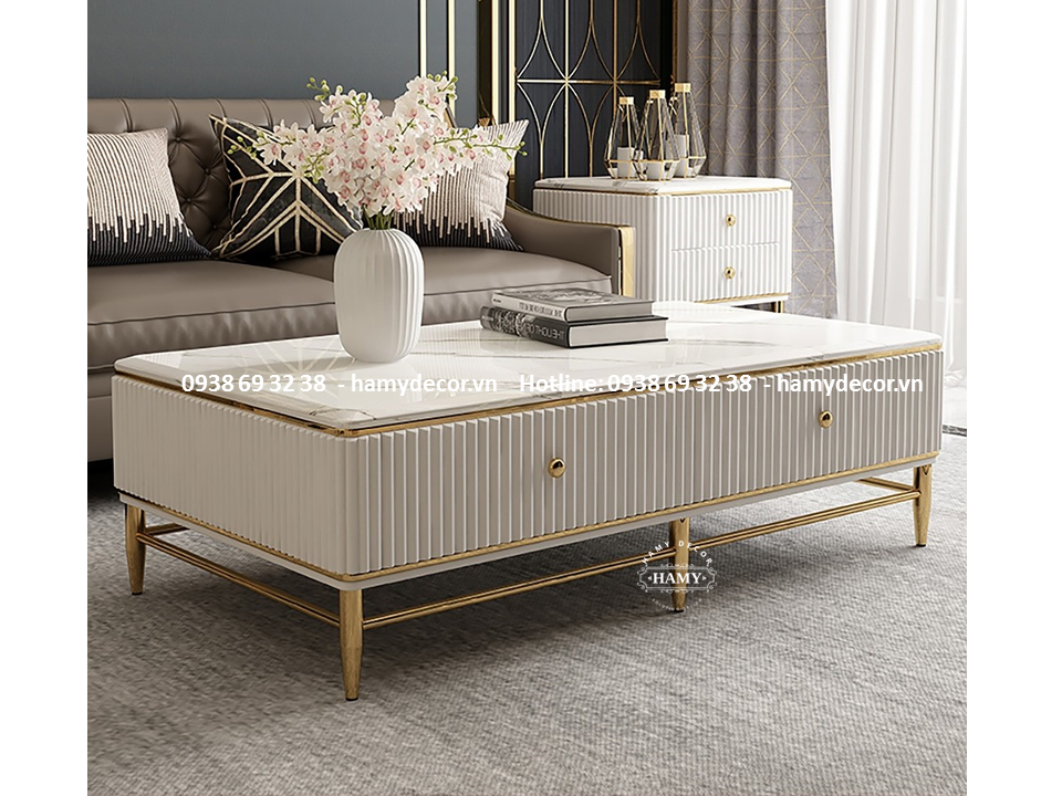 Bàn sofa gỗ khung inox mạ màu 35