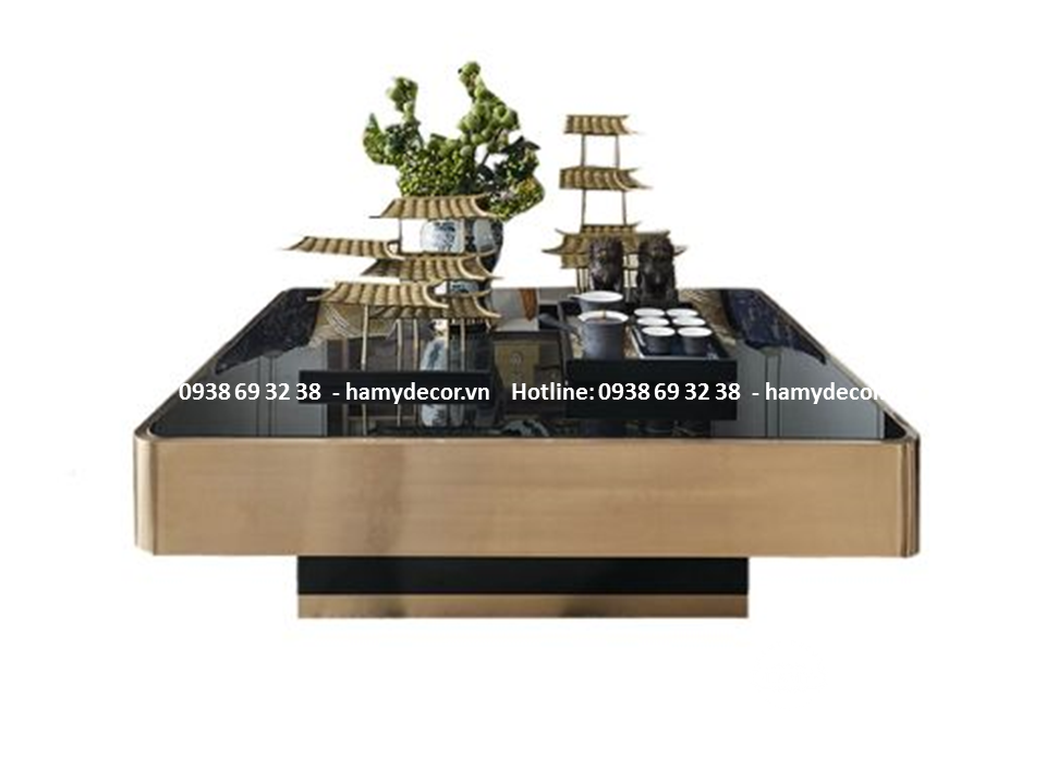 Bàn trà mặt kính chân sắt BT - 02