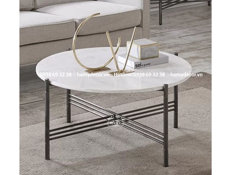 Bàn trà chân sắt mặt đá -  24
