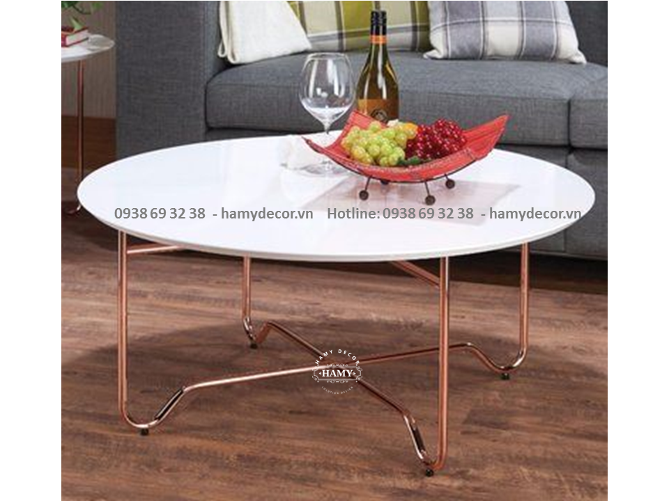 Bàn trà khung sắt mặt đá BT - 23