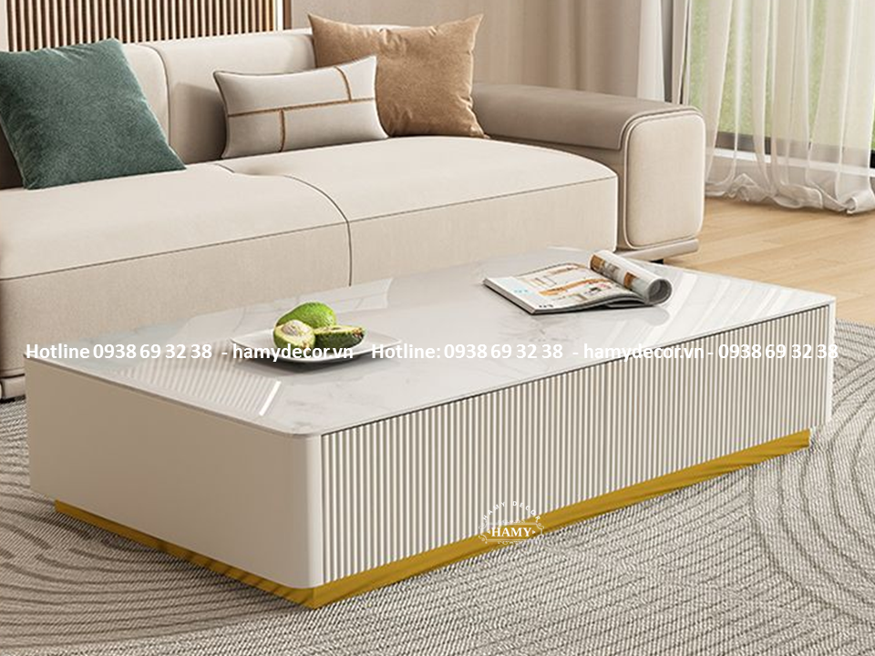 Bàn trà gỗ mặt đá đẹp - 132