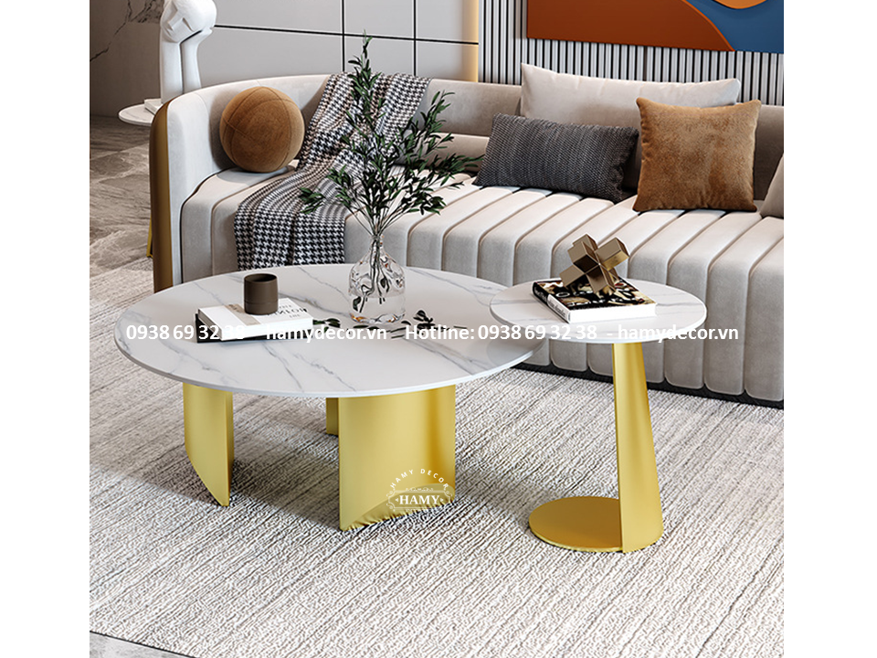 Mẫu bàn trà đôi mặt đá trắng cực đẹp - 135