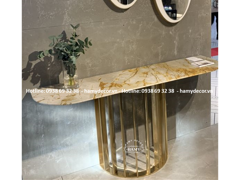 Mẫu bàn console inox mạ vàng hiện đại cho hành lang - 194