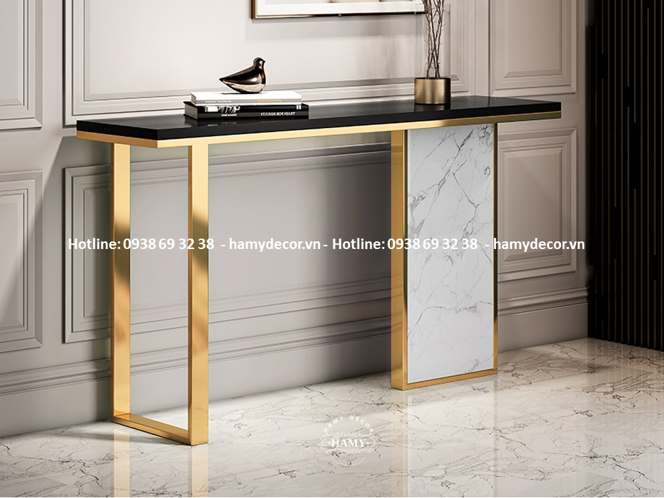 Mẫu bàn console mặt đá đen hiện đại 125