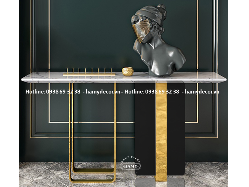 Bàn console inox mạ vàng thanh inox 116