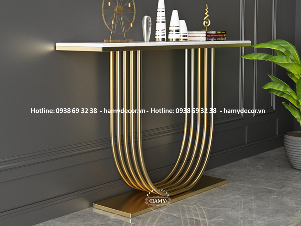 Bàn console inox mạ vàng thanh inox dạng chữ U117