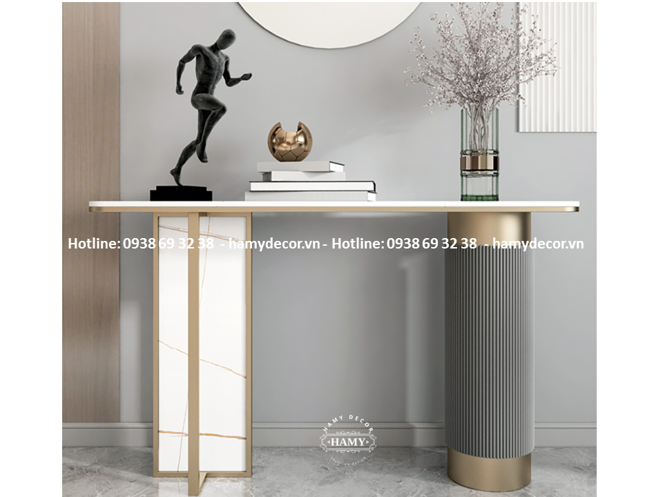 Bàn console inox mạ vàng PVD cho hàng lang độc đáo 121