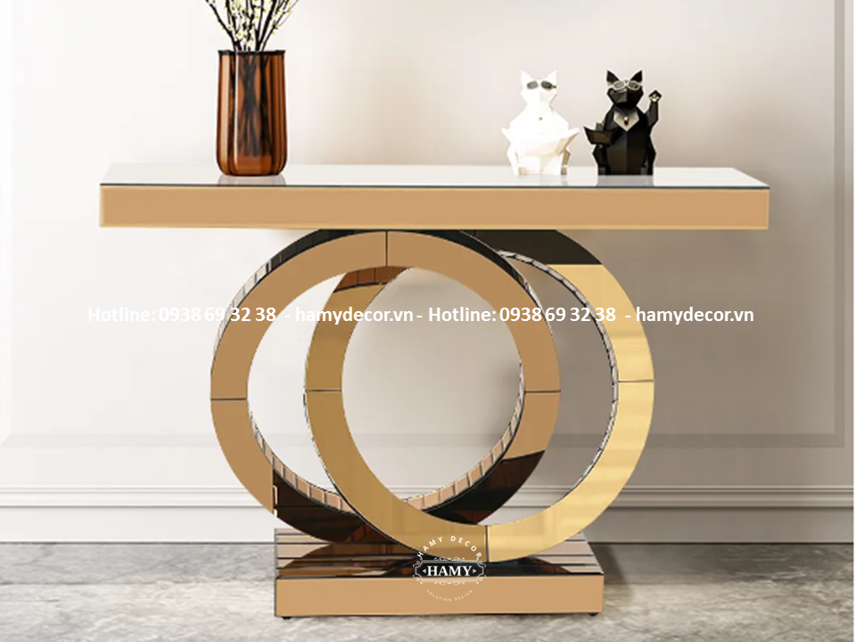 Mẫu bàn console chân inox mạ vàng đẹp 123