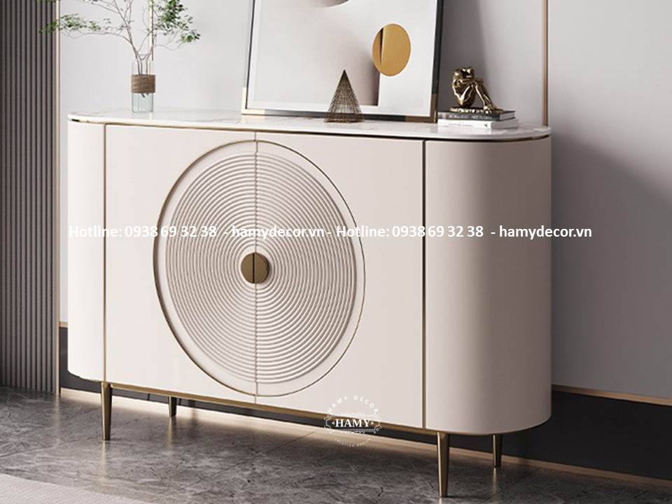 Tủ console gỗ sơn trắng cho phòng khách - 141