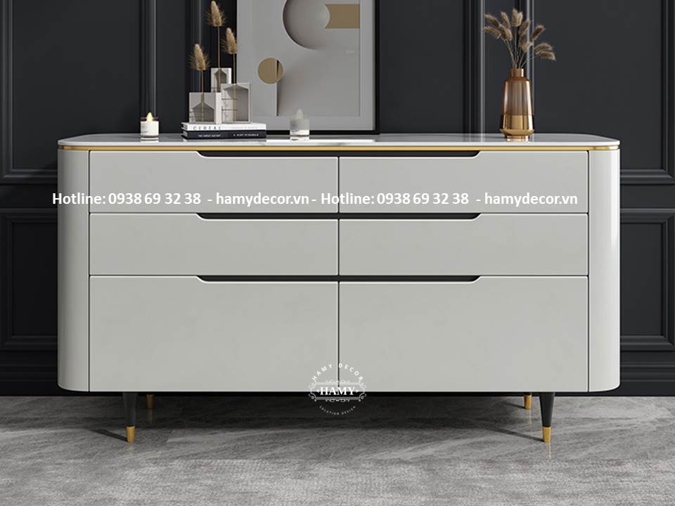 Tủ console gỗ sơn trắng cho phòng khách - 143