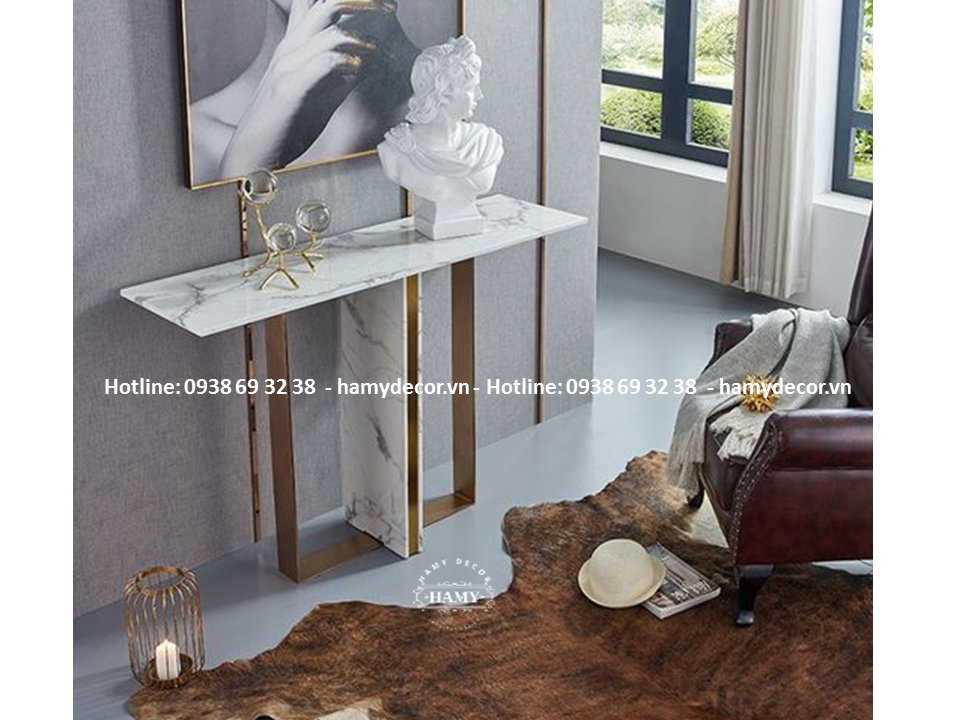 Bàn trang trí đồ Decor inox mạ vàng - 210