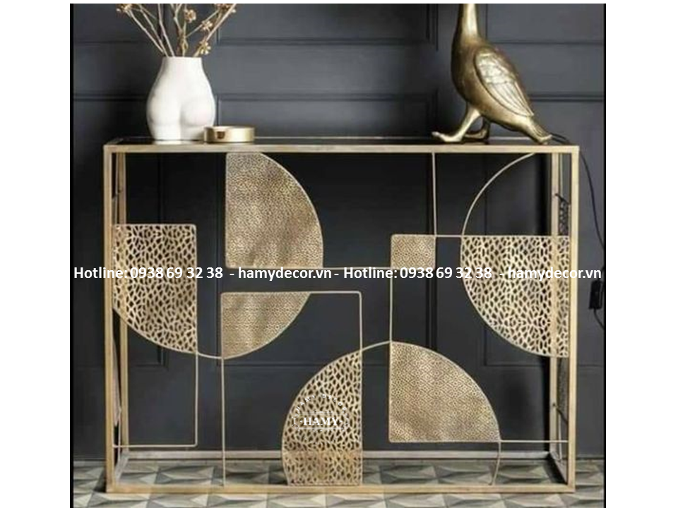 Mẫu bàn console khung inox CNC mạ vàng PVD - 211
