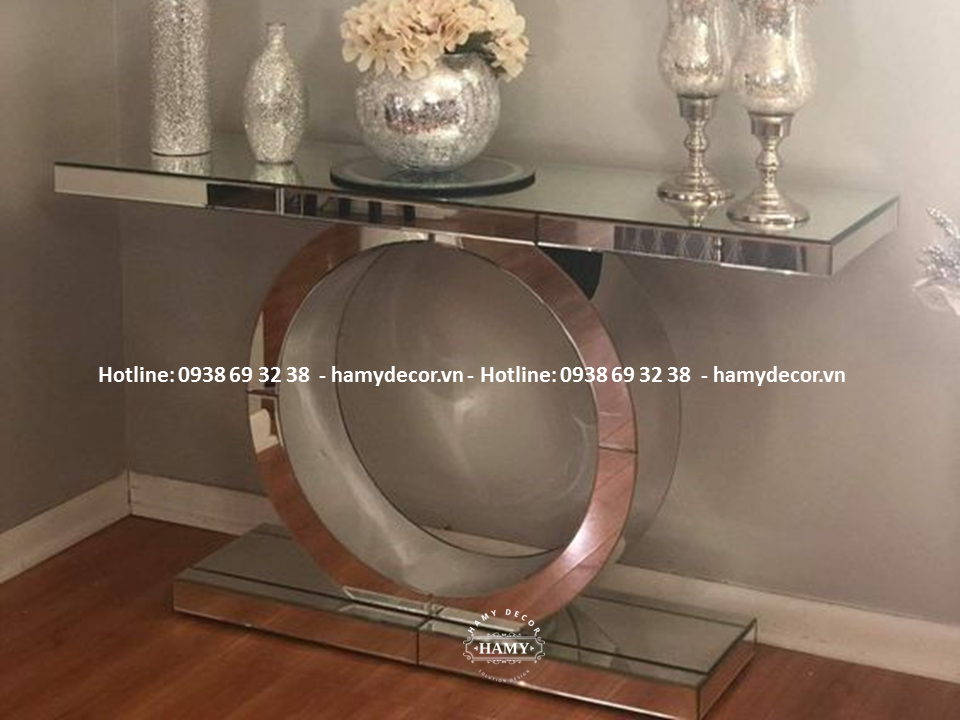 Bàn console inox trắng bóng trang trí phòng khách - 89