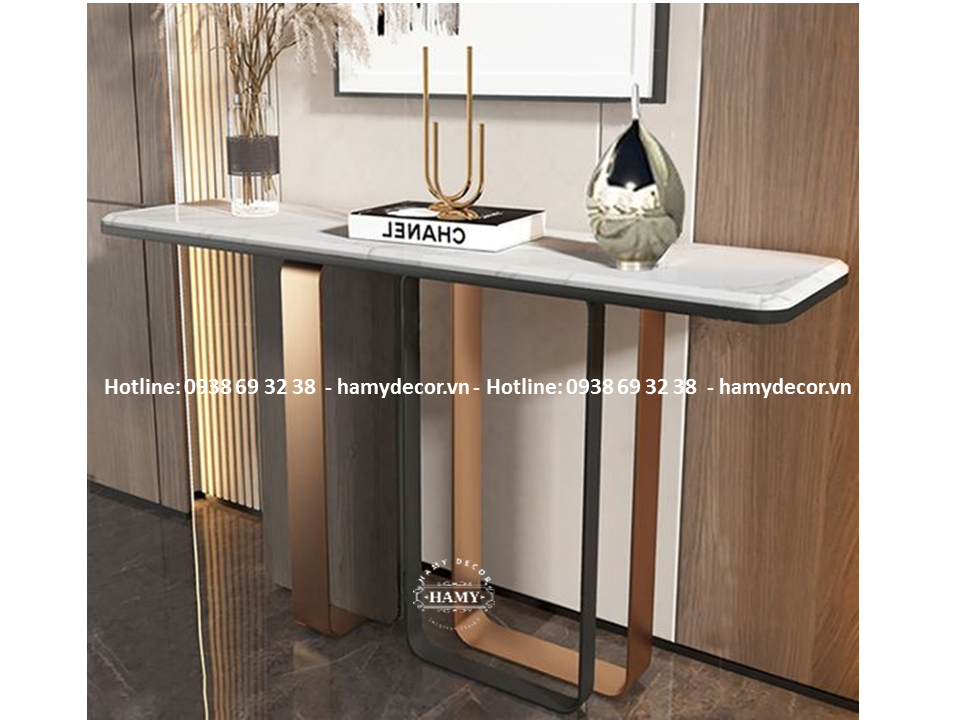 Bàn trang trí inox mạ vàng cho sảnh tiếp khách Spa - 221