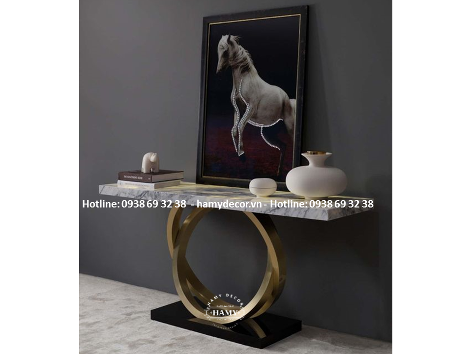 Mẫu bàn console trang trí inox mạ vàng PVD -  209