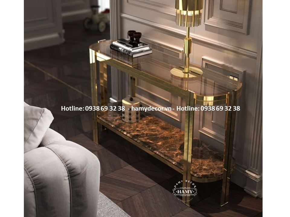 Bàn console trang trí Phòng ngủ inox mạ vàng - 224