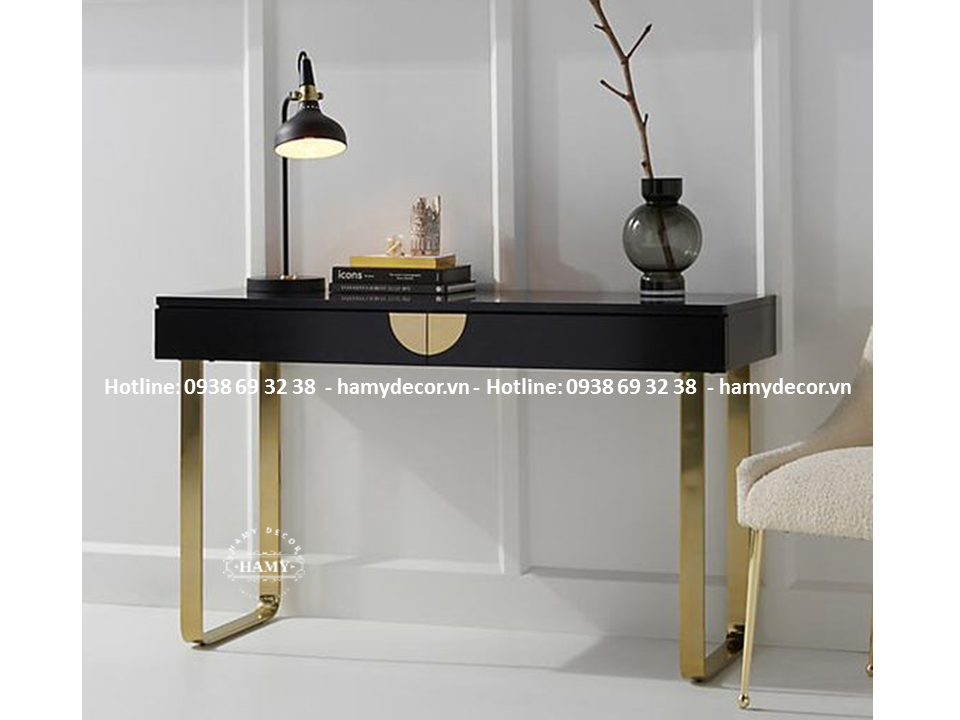 Bàn console gỗ chân inox mạ vàng PVD - 225