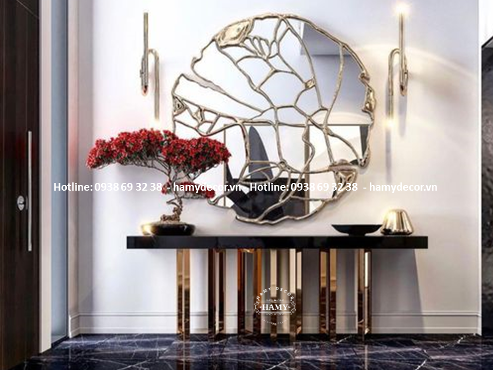 Mẫu bàn console inox mạ vàng cho khách sạn - 197